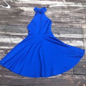 Blue A-Line Dress With Open Lace Back